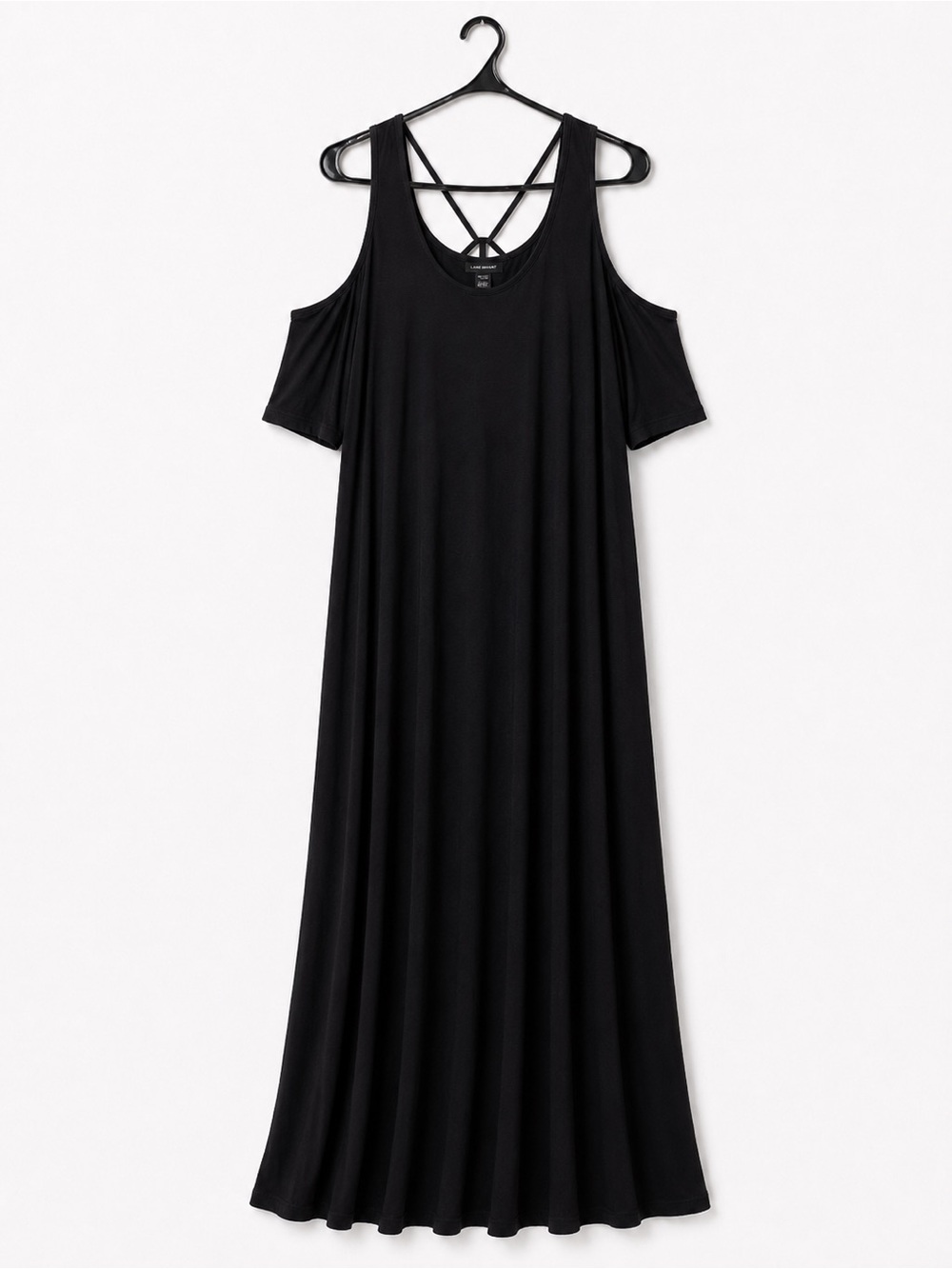 Lane Bryant Black Cold-Shoulder Maxi Dress with Strappy Back